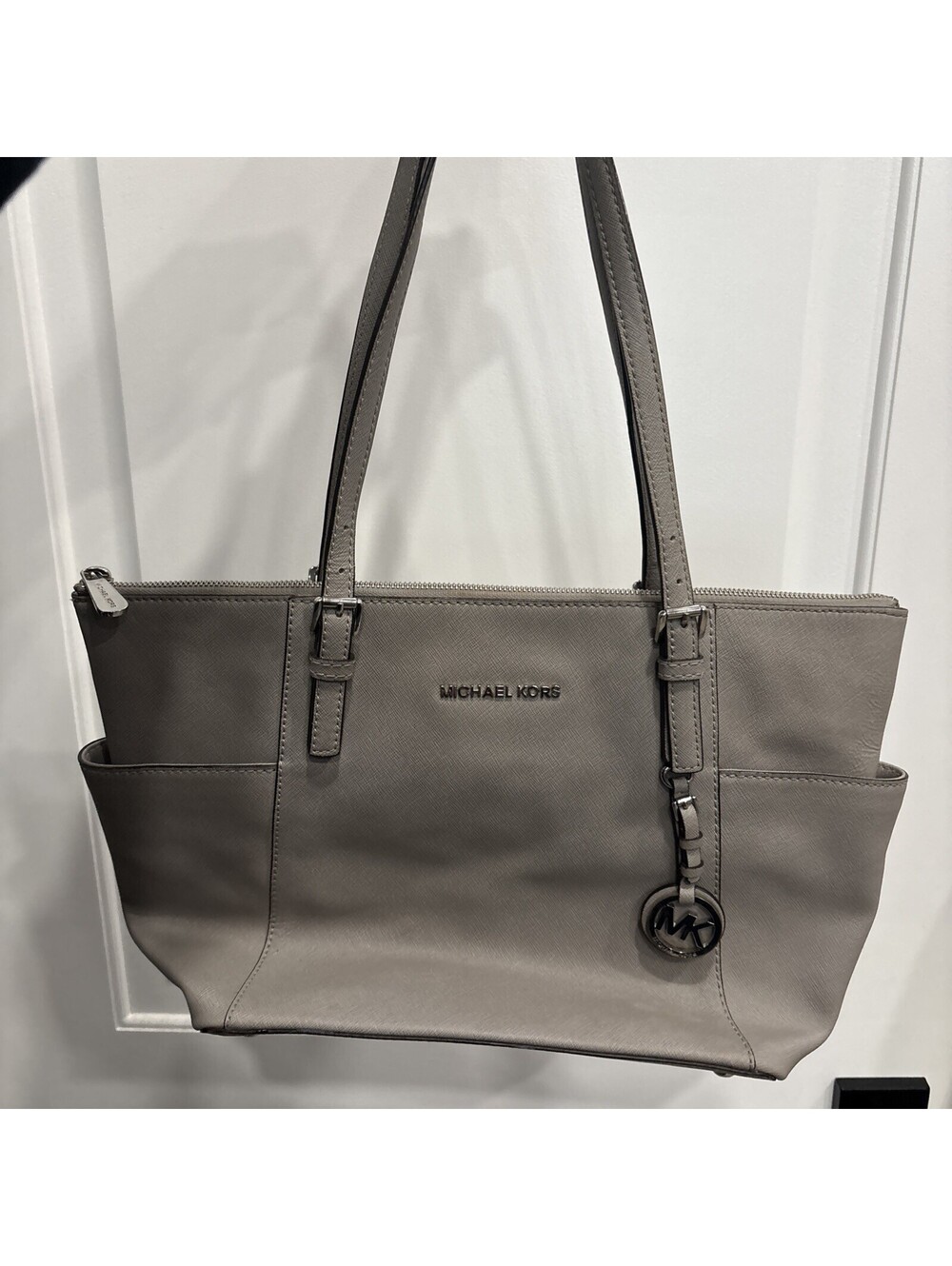 Woman’s Grey Michael Kors Designer Tote Handbag